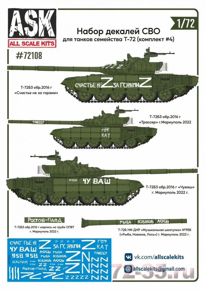 Набор декалей СВО (для танков семейства Т-72 "Счастье не за горами", "Чуваш"...) #4